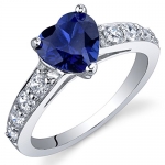 Dazzling Love 1.75 Carats Created Blue Sapphire Ring in Sterling Silver Rhodium Nickel Finish Size 5