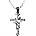 Surgical Stainless Steel Tribal Cross Pendant with Ball Chain
