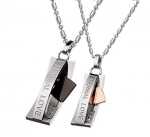 Stainless Steel Couples Eternal Love Pendants Necklace Set 18 & 22 Chain