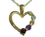 Yellow Gold Overlay Sterling Silver Multi Gemstone Heart Pendant Necklace, 18