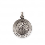 Sterling Silver Antiqued Saint Gerard Medal Pendant - 12MM - JewelryWeb