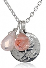 Satya Jewelry Classics Rose Quartz Lotus Pendent Necklace, 18