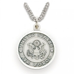 Sterling Silver 3/4 Round Engraved U.S. Air Force Medal w/ St. Michael on Back on 20 Chain