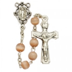 6mm Pink Cats Eye Beads and Miraculous Center Rosary