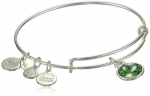 Alex and Ani Bangle Bar August Birthstone Shiny-Silver Expandable Bracelet