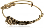 Alex and Ani Earth Sultry Peacock Feather Rafaelian Gold Finish Bracelet, 7.75