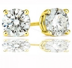 Authentic 14 K Gold Plated Sterling Silver Stud Earrings 2.00c.t.w