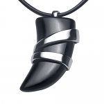 Elegant Black Onyx Spear Stainless Steel Pendant Mens Chain Necklace