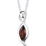 Garnet Pendant Necklace Sterling Silver Marquise Shape 1.25 Carats