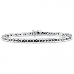 Sterling Silver Black Accent Diamond Bracelet (1 Cttw Cttw), 7
