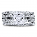 BERRICLE Princess Cubic Zirconia CZ Sterling Silver 3Pc Bridal Ring Set 1.96 ct.tw Size 4