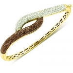 2.53 Carat (ctw) 14k Yellow Gold Round White & Brown Diamond Ladies Fashion Bangle Bracelet