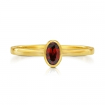 BERRICLE Oval Cut Natural Garnet Gemstone 10K Solid Yellow Gold Ring 0.21 ct.tw Size 6
