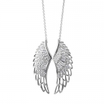 Sterling Silver Angel Feather Wing White Diamond Pendant Necklace (HI, I1-I2, 0.50 carat)