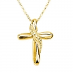 Gold Cross Pendant Cross Necklace with Swarovski Zirconia Religious Necklace (14 Inches)