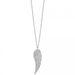 100% Nickel Free 1 7/8 Angel Wing Pendant Necklace, 16 Chain, Made in USA!, Small Necklace (1-7/8) in Silver Tone
