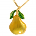 Vintage 1.25 Pear Necklace On 18 Chain, Signed Jj, Quality Made in USA!, in Yellow with Gold Finish