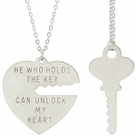 Key To My Heart Necklace Set with Silver Finish