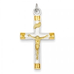 Sterling Silver and 18k Gold-plated Crucifix Pendant