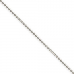1.2mm Solid 14K White Gold High Polish Classic Ball Link Chain Necklace - 16 inches