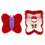 BUTTERFLY Necklace Charm Pendant w/ Crystal Wings in Butterfly Velour Gift Box (Red)