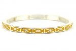 Thin Yellow Clear Crystal Accent Stretch Bangle Bracelet