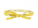 PammyJ Thin Goldtone Yellow Bow Stretch Bracelet
