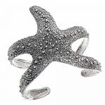 Silvertone Textured Starfish Cuff Bracelet