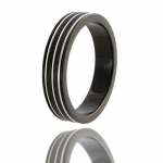Black 316L Stainless Steel Wedding Ring Band, Size 10.25