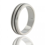 316L Stainless Steel with Black, Steel Textured Wedding Ring Band, Size 10.25