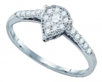 10K White Gold Round Cut Diamond Pear Engagement Ring 1/4 Cttw