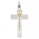Sterling Silver and 18k gold Plated Rosary Cross Pendant