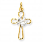 18k Gold-plated and Sterling Silver Holy Spirit Cross Charm