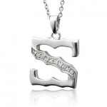 Men's Sterling Silver Alphabet Initial Letter S Diamond Pendant Necklace (HI, I, 0.08 carat)