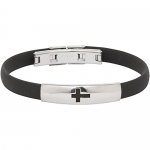 Heirloom Finds Black Rubber & Stainless Steel Cross Unisex Bracelet