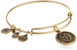 Alex and Ani Rafaelian Gold Finish Initial D Expandable Wire Bangle Bracelet, 7.25