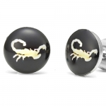 Scorpion Stainless Steel Stud Earrings for Men Black Black Yellow