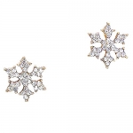 Gorgeous Sparkling Crystal Gold Tone Snowflake Stud Earrings Christmas/Winter Bridal Fashion Jewelry