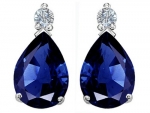 Star K Pear Shape 8x6 mm Created Blue Sapphire Earrings Studs