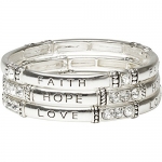 Heirloom Finds Faith, Hope, Love Stretch Silver Tone Crystal Bracelet Trio Stack