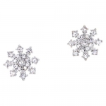 Large Sparkling Crystal Silver Tone 3/4 Snowflake Stud Earrings Christmas/Winter Bridal Fashion Jewelry