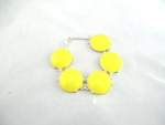 Silver Tone Color Bubble BIB Statement Beautiful 5 Stones Beads Bracelet- yellow