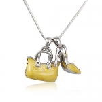 Yellow with Crystal Handbag and Shoe Pendant Necklace
