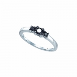 Ladies 10K White Gold .27ct 3 Stone Black Diamond Engagement Ring