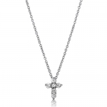 BERRICLE Sterling Silver Cubic Zirconia Pendant X-Small Cross Pendant Necklace