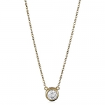 BERRICLE Yellow Gold Plated Silver Cubic Zirconia Solitaire Pendant Necklace