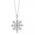 BERRICLE Sterling Silver Cubic Zirconia CZ Snowflake Pendant Necklace