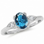 Natural London Blue & White Topaz 925 Sterling Silver Engagement Ring Size 7