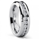 6MM Ladies Eternity Titanium Ring Wedding Band with CZ size 8