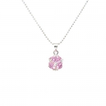 18 K White Gold Plated Necklace/Pendant - Pink Ball CZ Pendant [FN-5706-PINK]